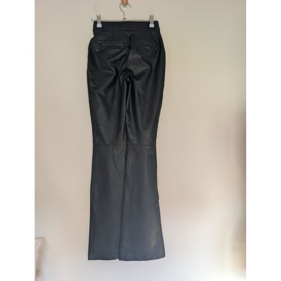 Spanx Faux Leather Flare Pants XS Black High-Rise Stretch Waistband - Picture 2 of 5